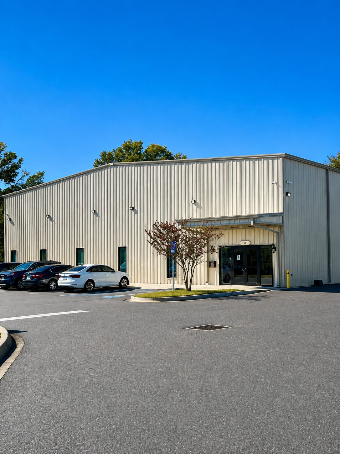Pre-engineered office and warehouse building with entry canopy