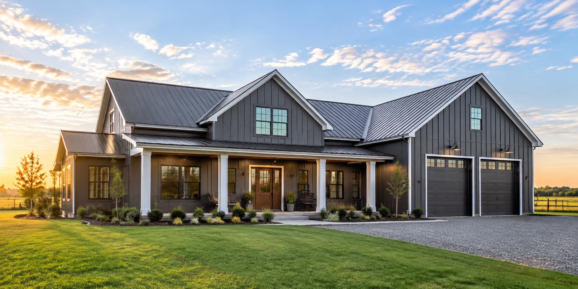 Farmhouse with vertical Board & Batten metal siding project